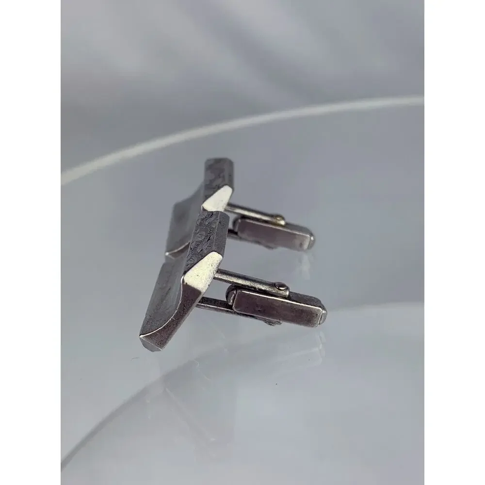Large Sterling Silver Cufflinks Anson Engravable Statement Heavy 26.5g VTG M1